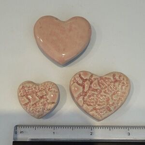 Handmade Pink Ceramic Heart Trio Magnets